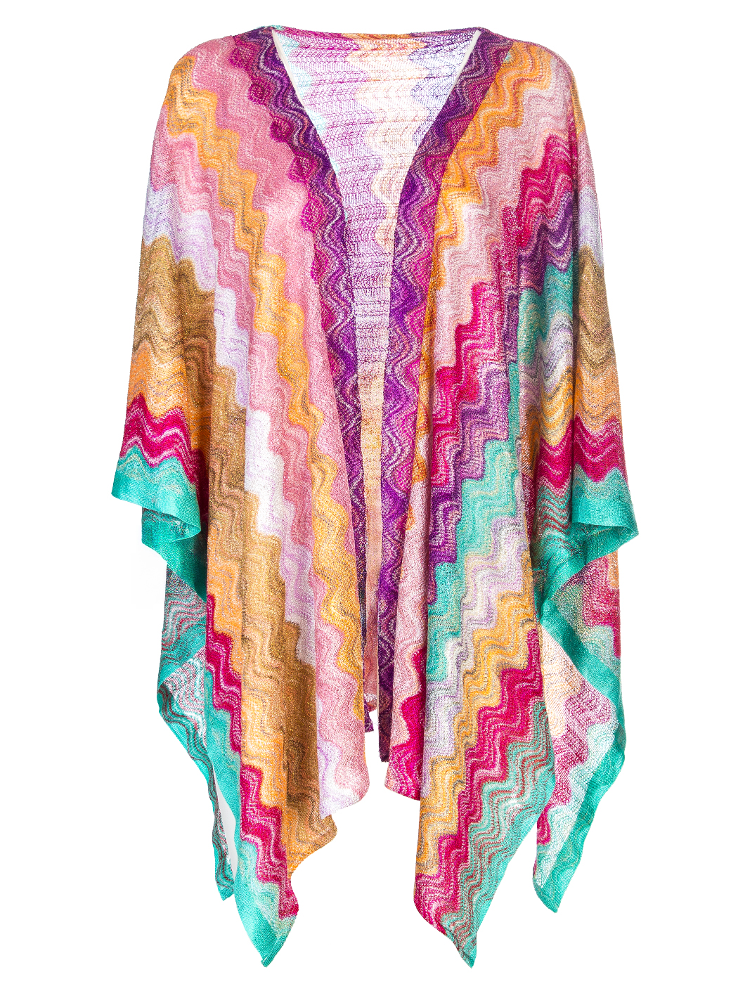 MIDI OPENED KIMONO JACQUARD WAVE LUREX, 3TG - TIFFANY
